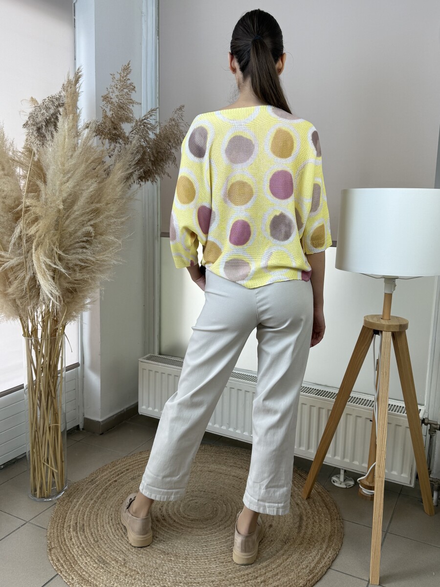 T ujjú vékony kötött mintás felső - sárga - Kép 16