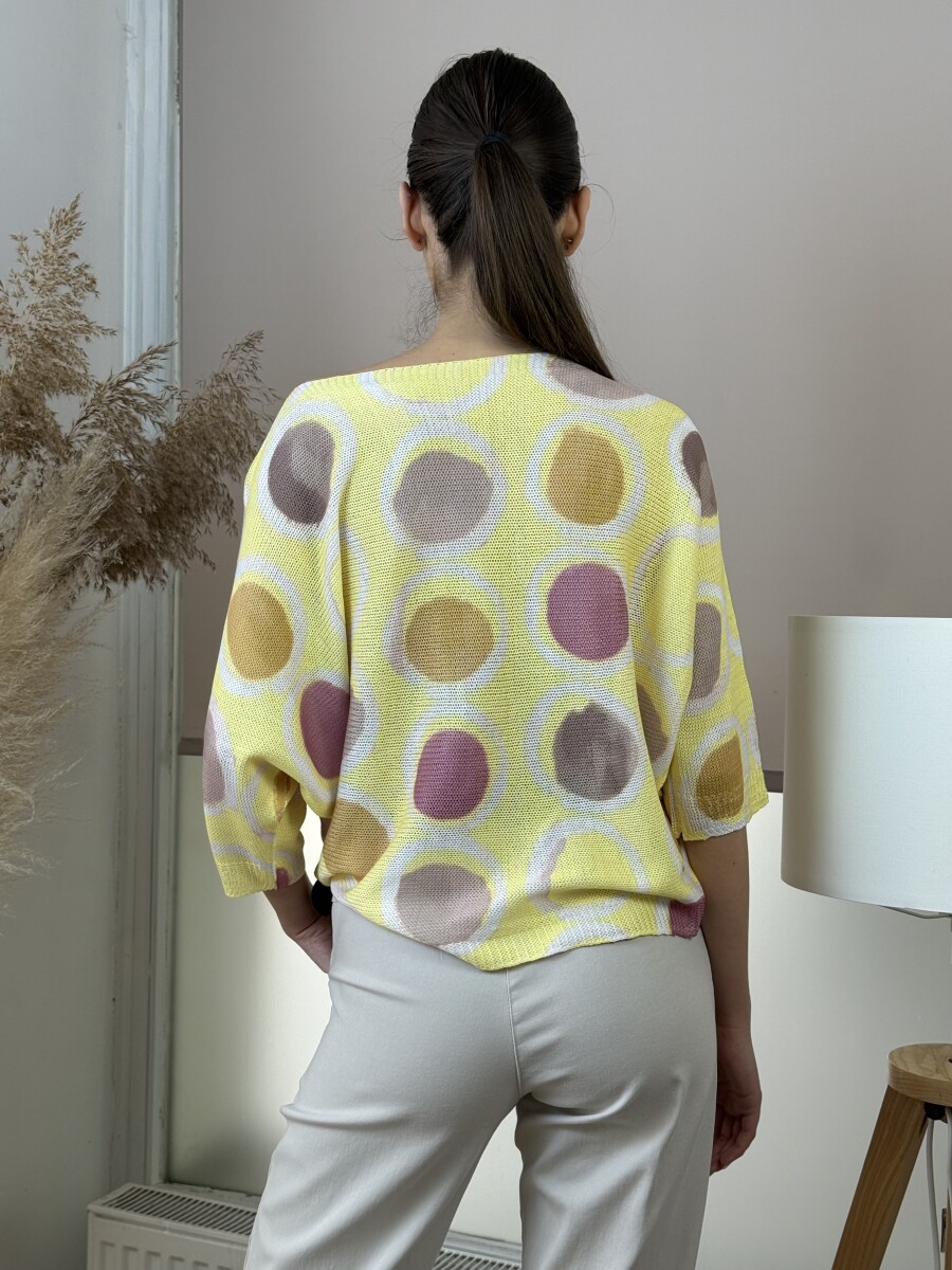 T ujjú vékony kötött mintás felső - sárga - Kép 9