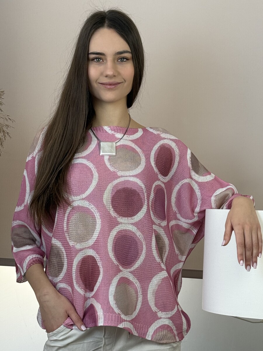 T ujjú vékony kötött mintás felső - rózsaszín - Kép 4