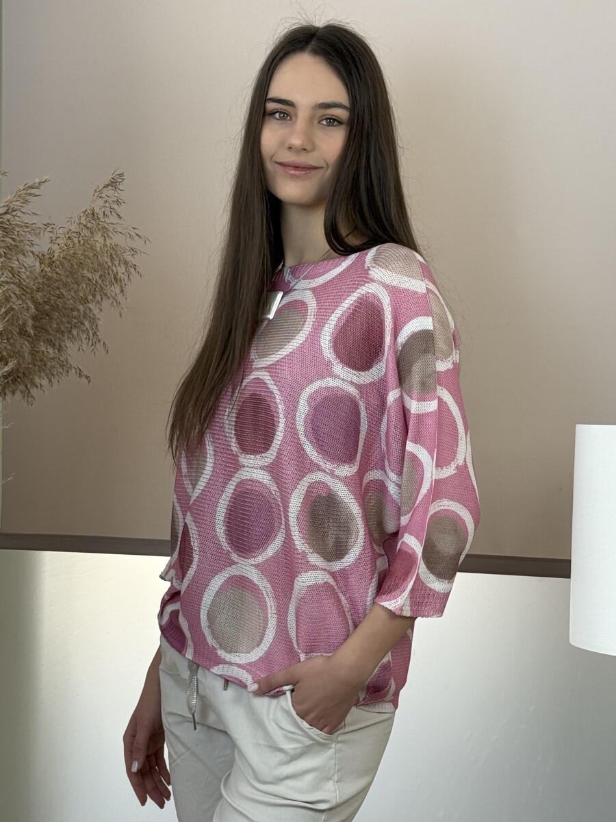 T ujjú vékony kötött mintás felső - rózsaszín - Kép 9