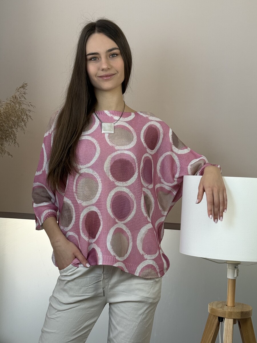 T ujjú vékony kötött mintás felső - rózsaszín - Kép 7