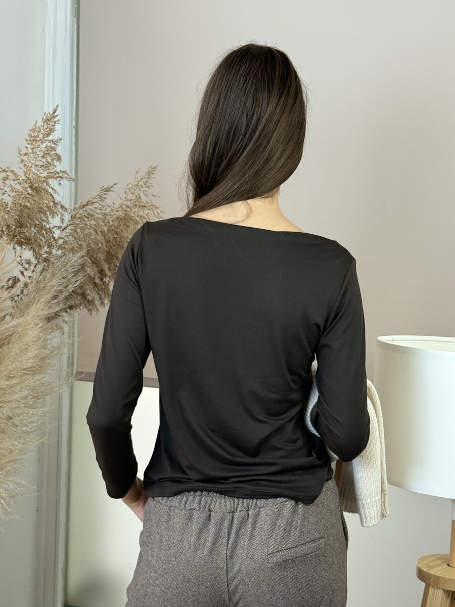 Csónak nyakú blúz - csokibarna - Kép 10