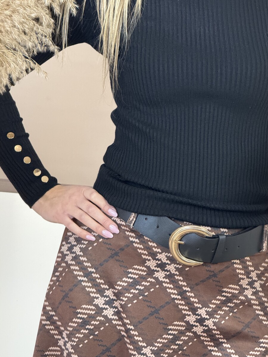 Garbó arany gombokkal - fekete - Kép 7