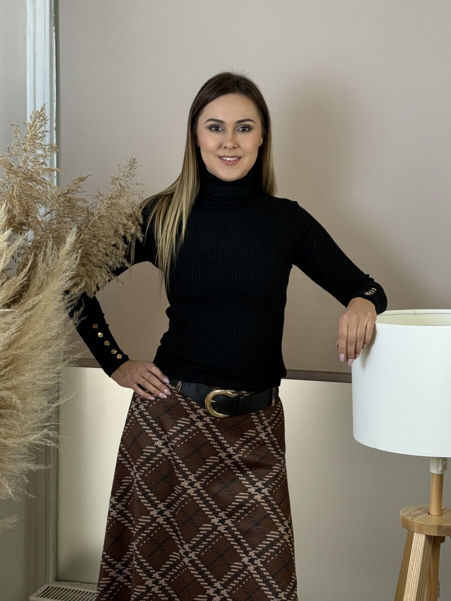 Garbó arany gombokkal - fekete - Kép 5