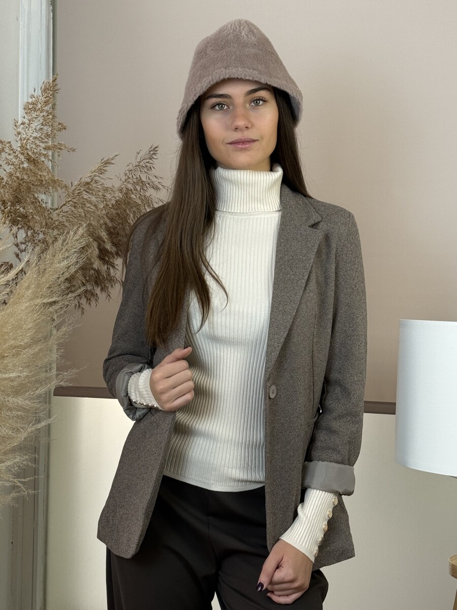 Garbó arany gombokkal - krém - Kép 5