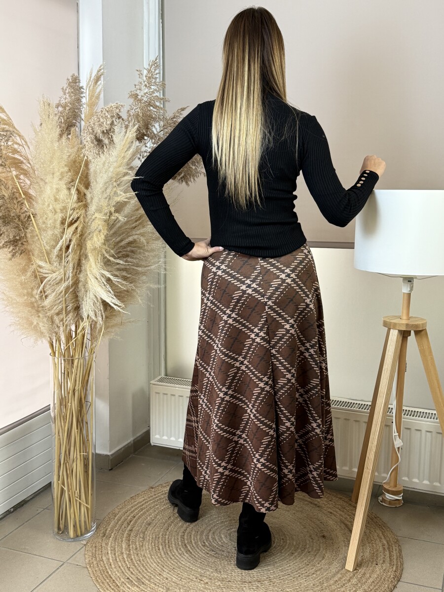 Kockás szoknya - barna - Kép 9