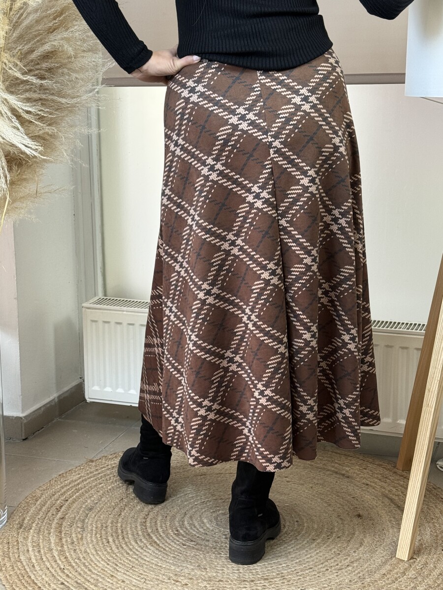 Kockás szoknya - barna - Kép 10