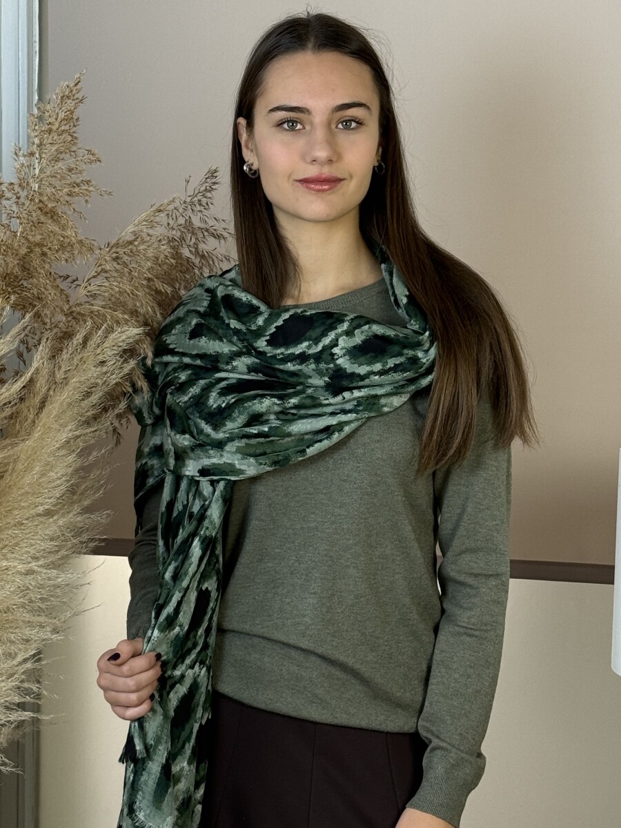 Mintás kendő - khaki - Kép 5