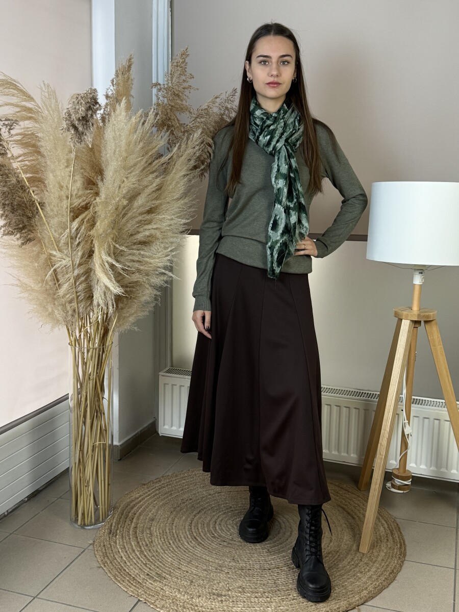 Mintás kendő - khaki - Kép 4