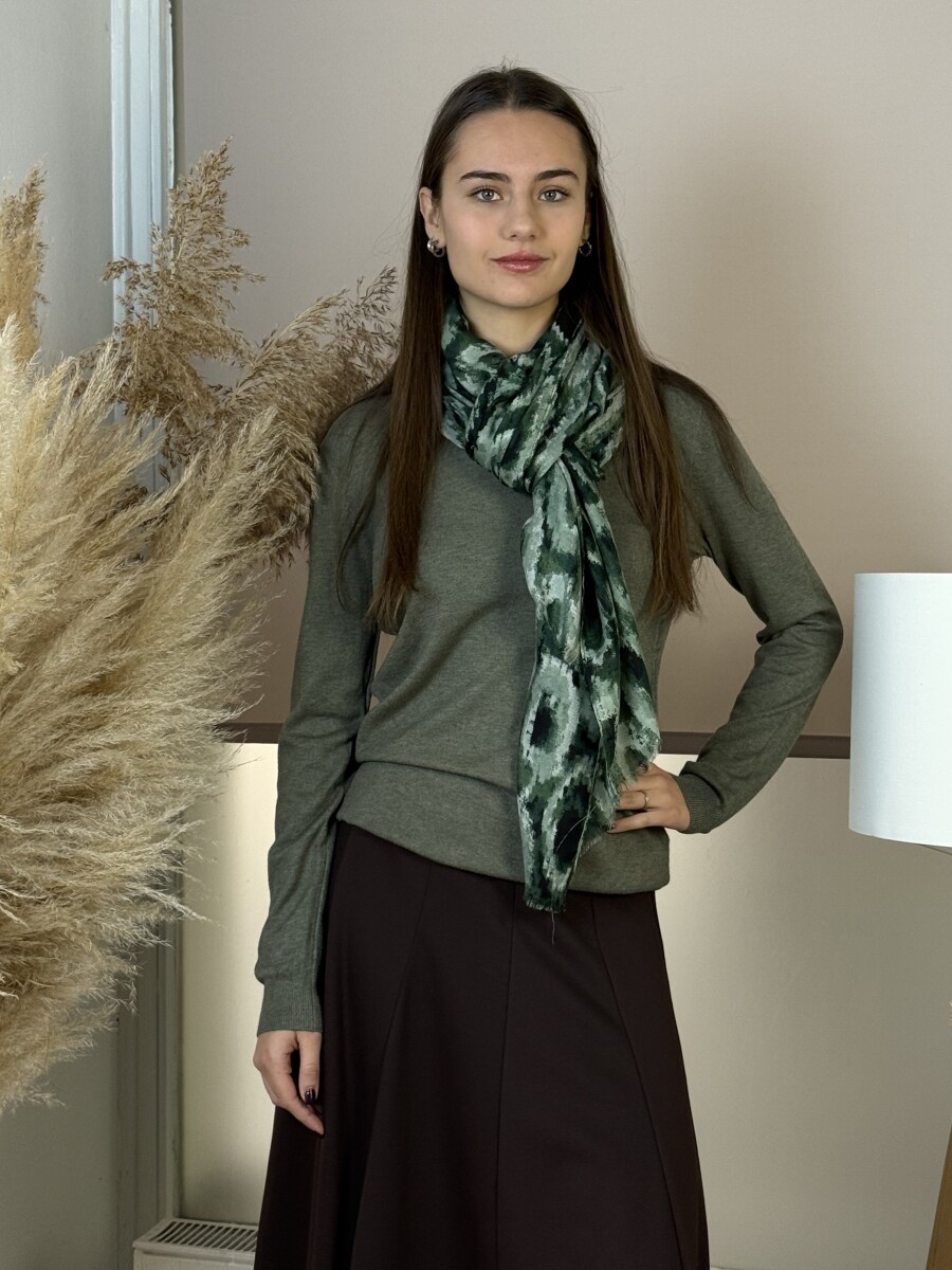 Mintás kendő - khaki - Kép 6