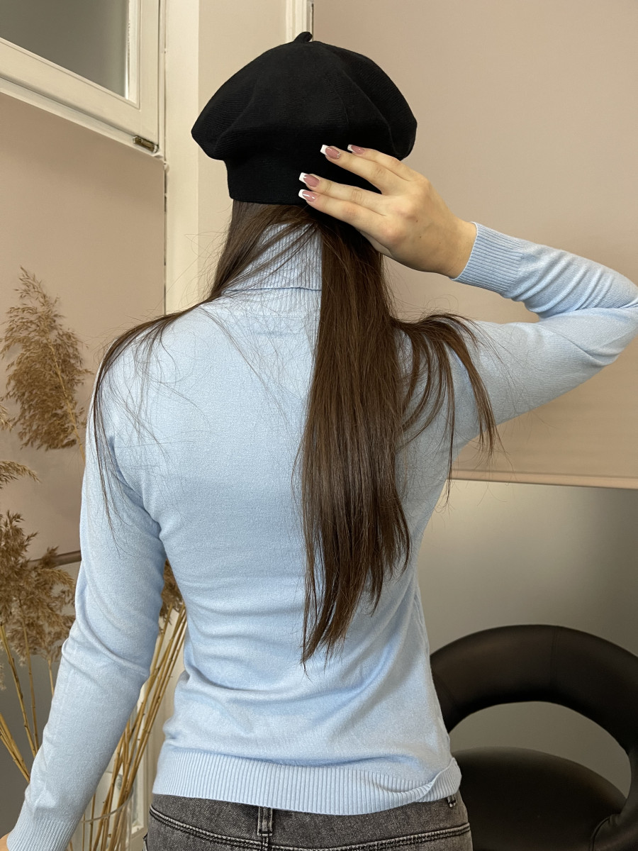 Vékony kötött garbó - világoskék - Kép 7