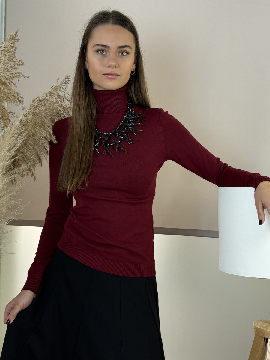 Vékony kötött garbó - bordó - Kép 6