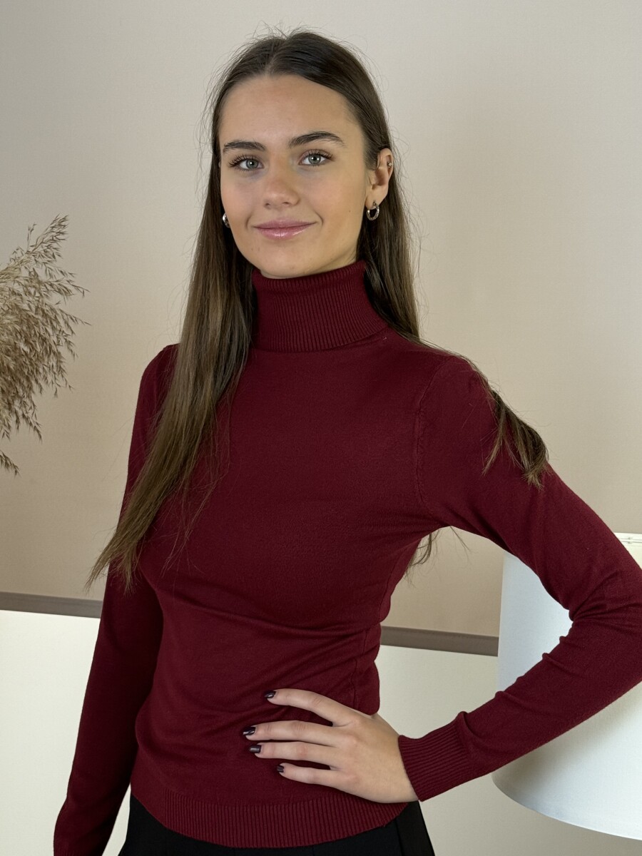 Vékony kötött garbó - bordó - Kép 5