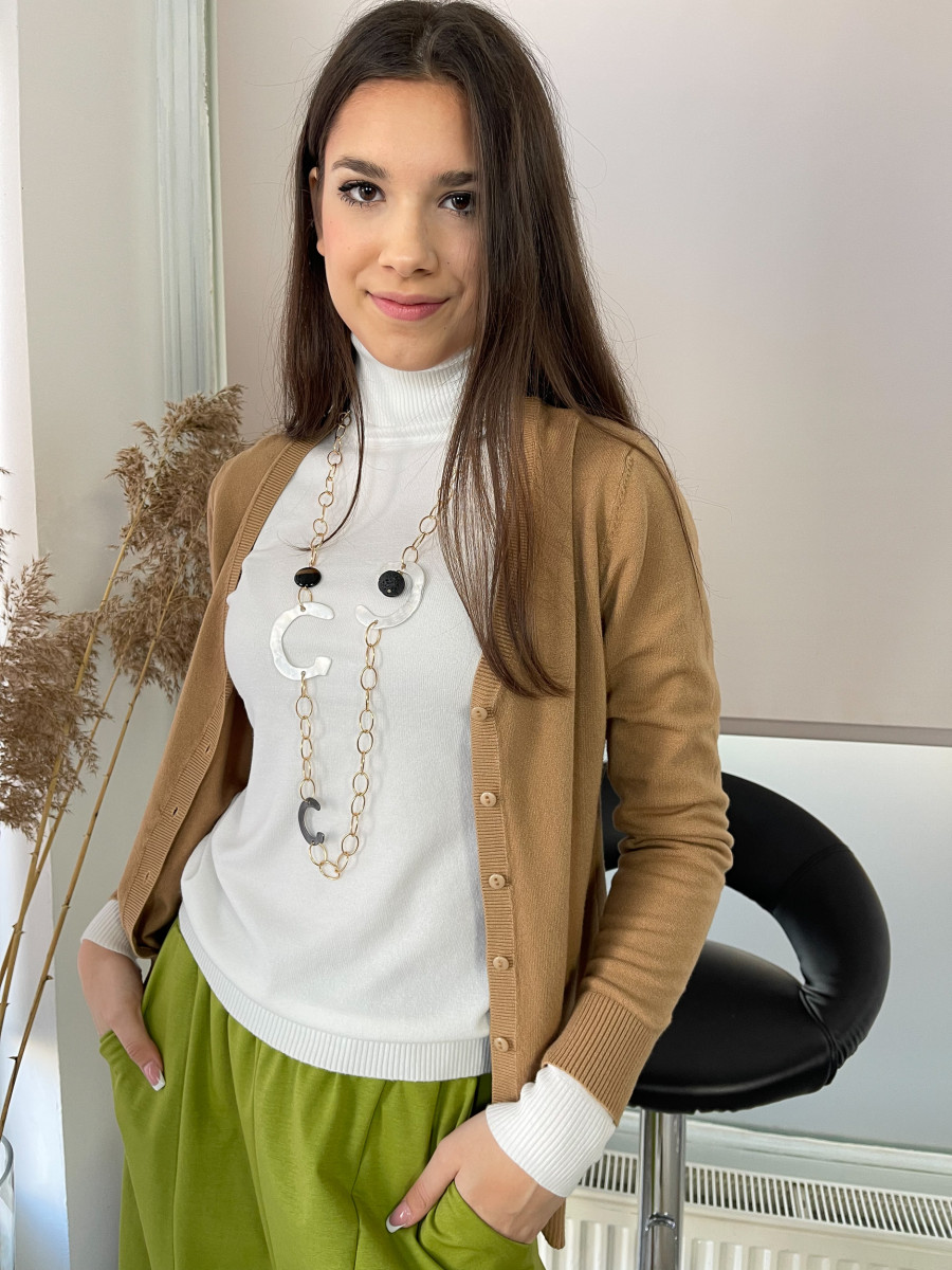 Vékony kötött garbó - fehér - Kép 2