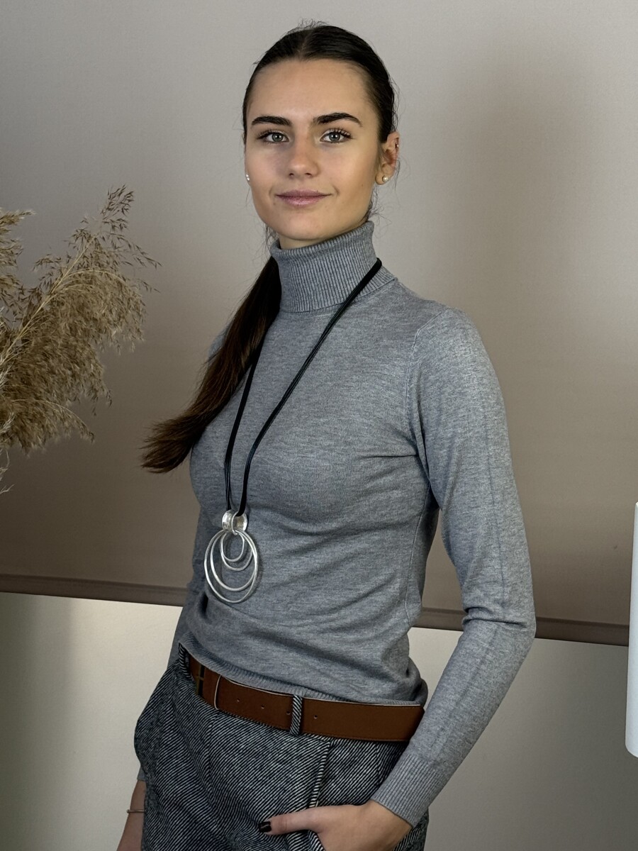 Vékony kötött garbó - szürke - Kép 2