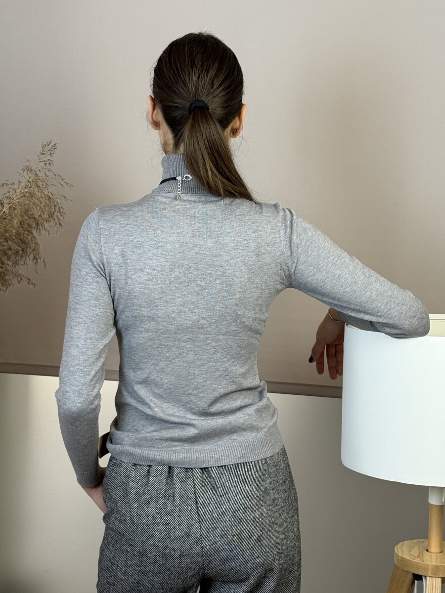 Vékony kötött garbó - szürke - Kép 15