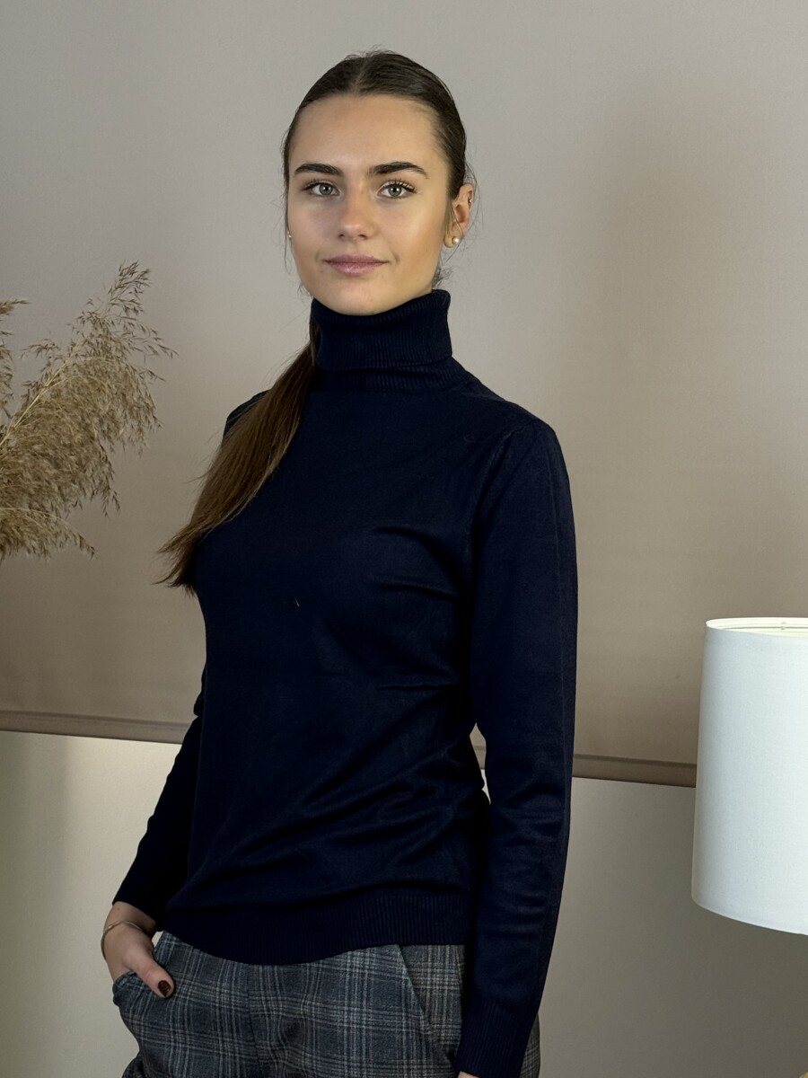 Vékony kötött lezser garbó - sötétkék - Kép 17