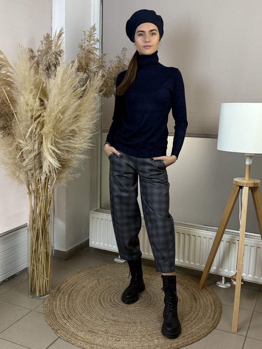 Vékony kötött lezser garbó - sötétkék - Kép 11