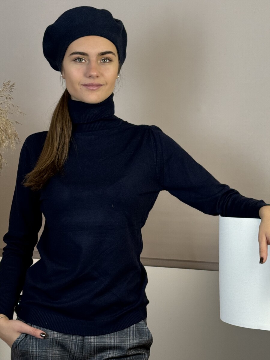 Vékony kötött lezser garbó - sötétkék - Kép 10