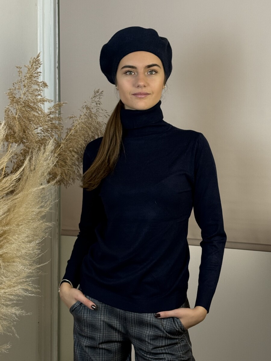 Vékony kötött lezser garbó - sötétkék - Kép 14