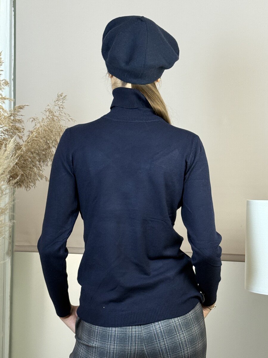 Vékony kötött lezser garbó - sötétkék - Kép 18