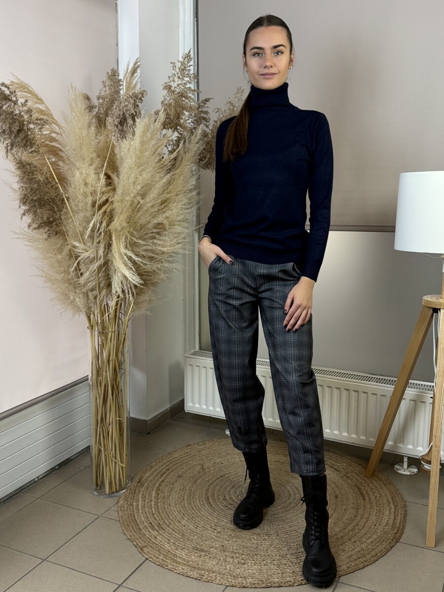 Vékony kötött lezser garbó - sötétkék - Kép 4