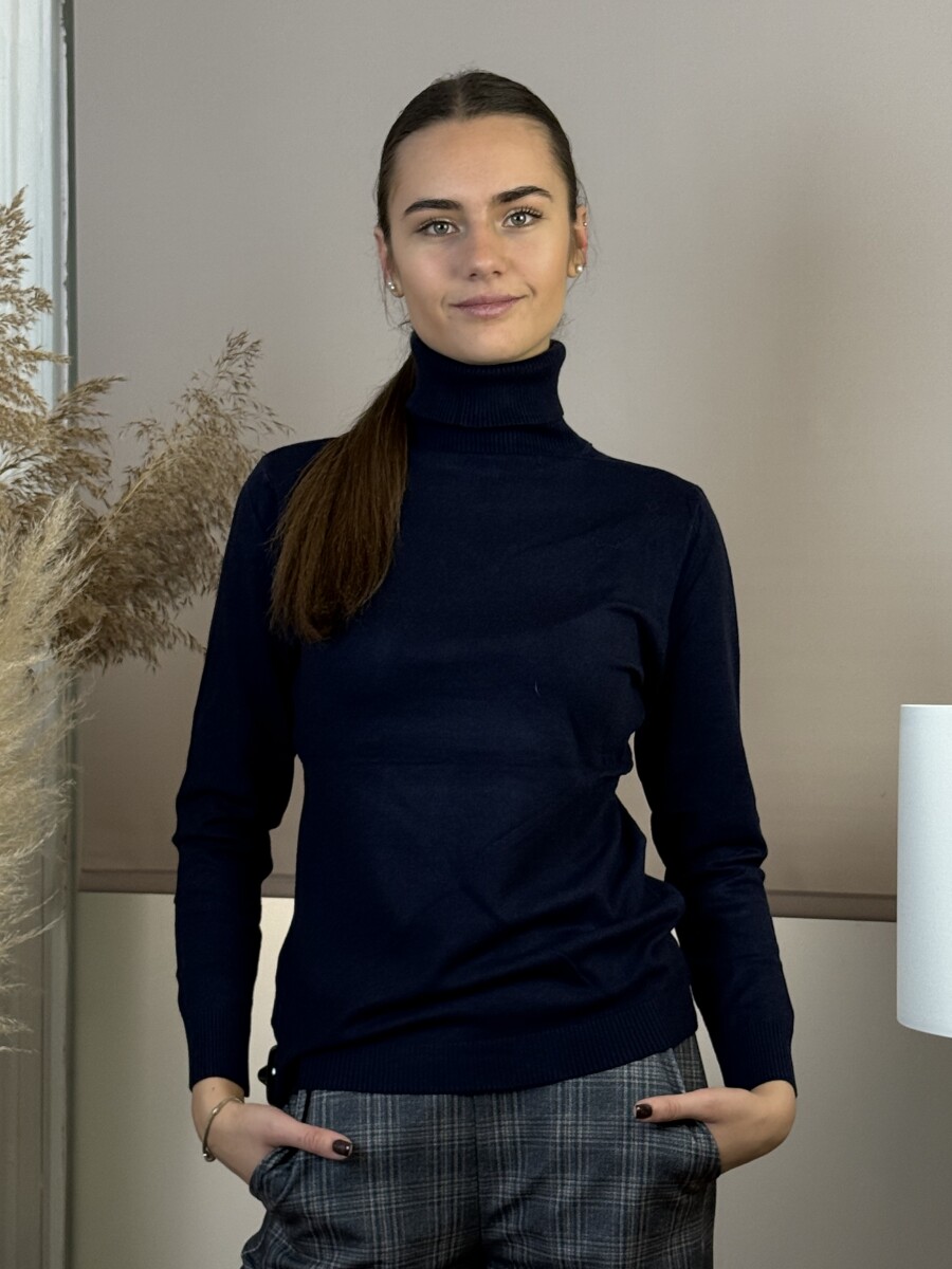 Vékony kötött lezser garbó - sötétkék - Kép 8