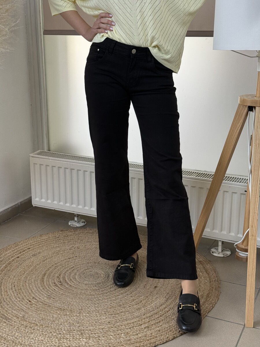 Egyenes szárú színes farmernadrág - fekete - Kép 15