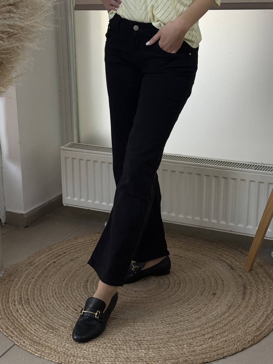 Egyenes szárú színes farmernadrág - fekete - Kép 3