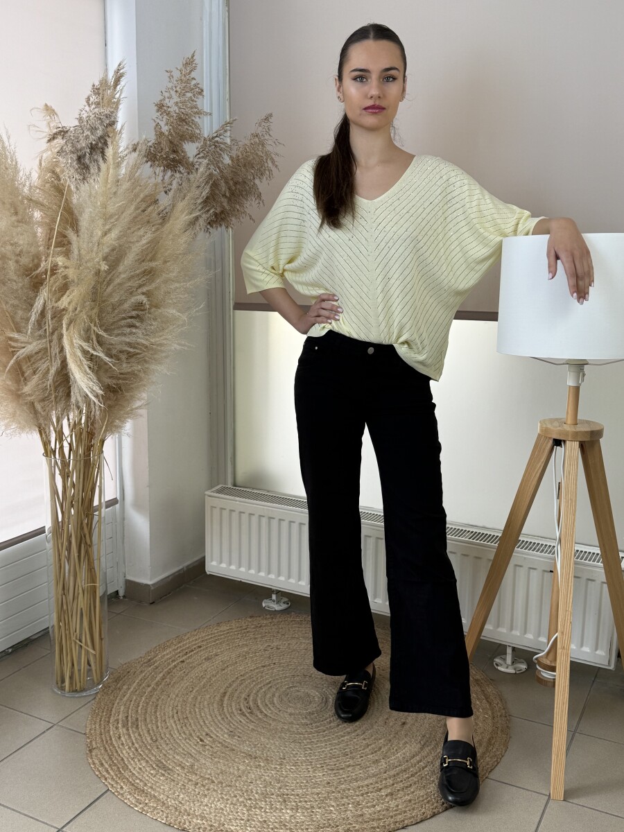 Egyenes szárú színes farmernadrág - fekete - Kép 13