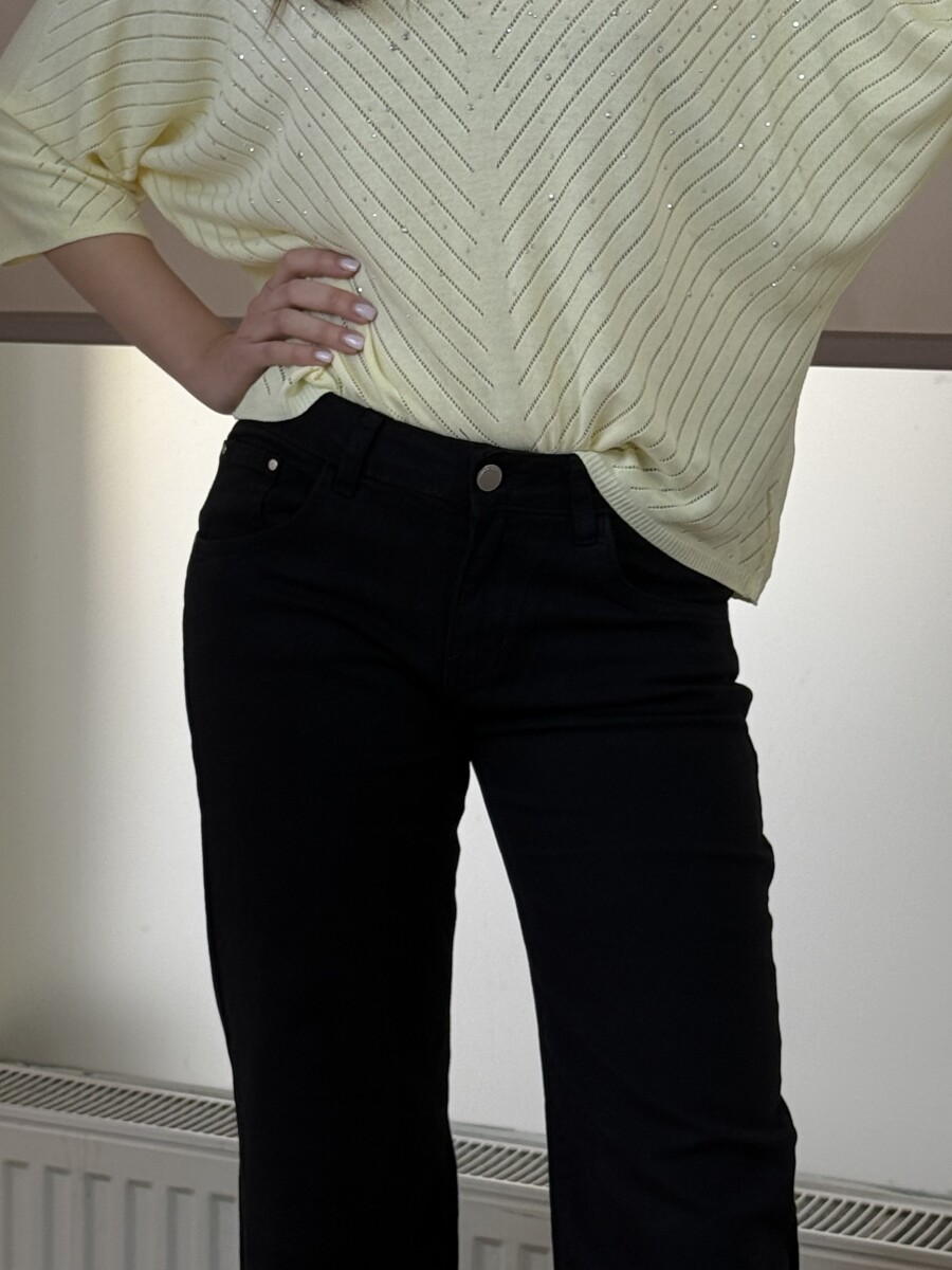 Egyenes szárú színes farmernadrág - fekete - Kép 5