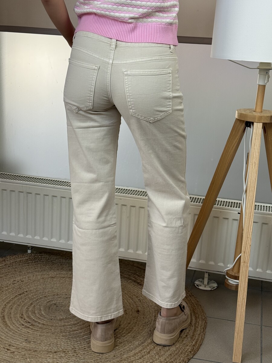 Egyenes szárú színes farmernadrág - krém - Kép 11