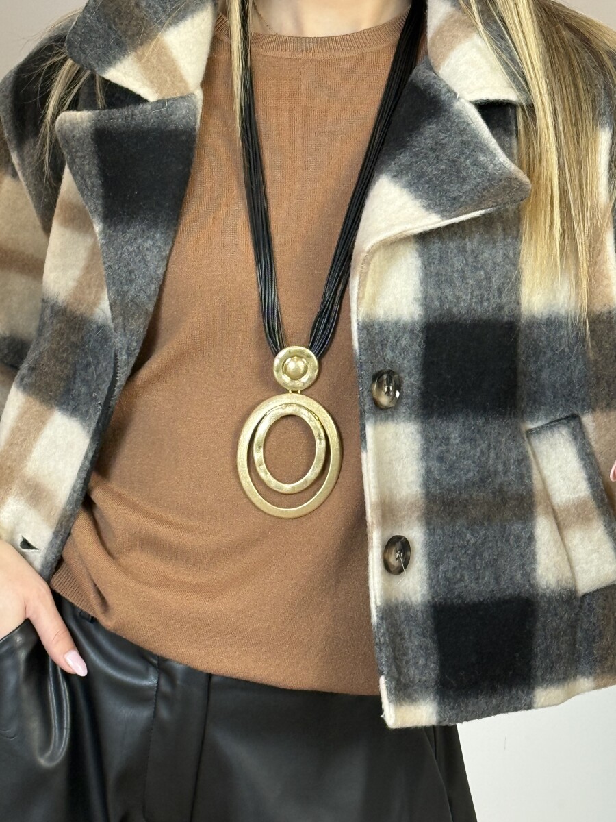 Ovális medálos nyaklánc - arany-fekete - Kép 8