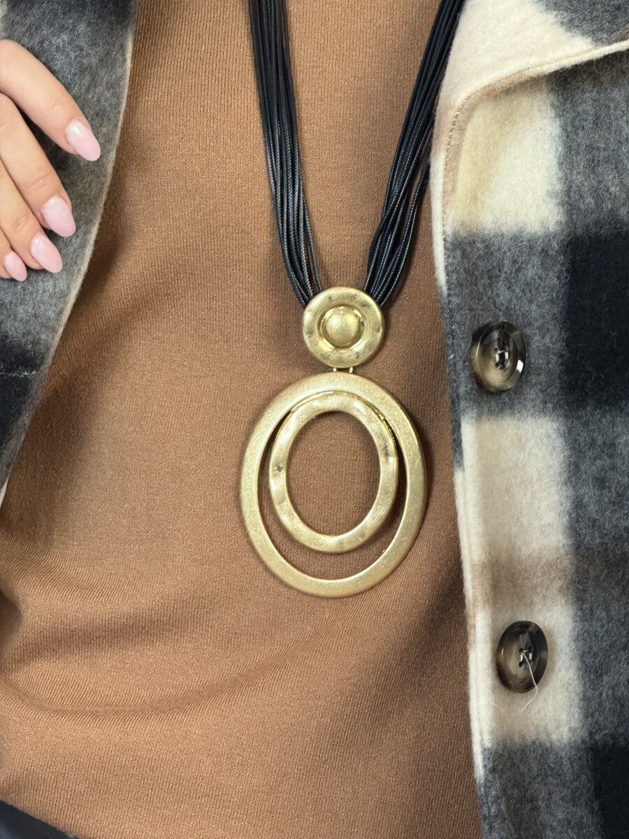 Ovális medálos nyaklánc - arany-fekete - Kép 6