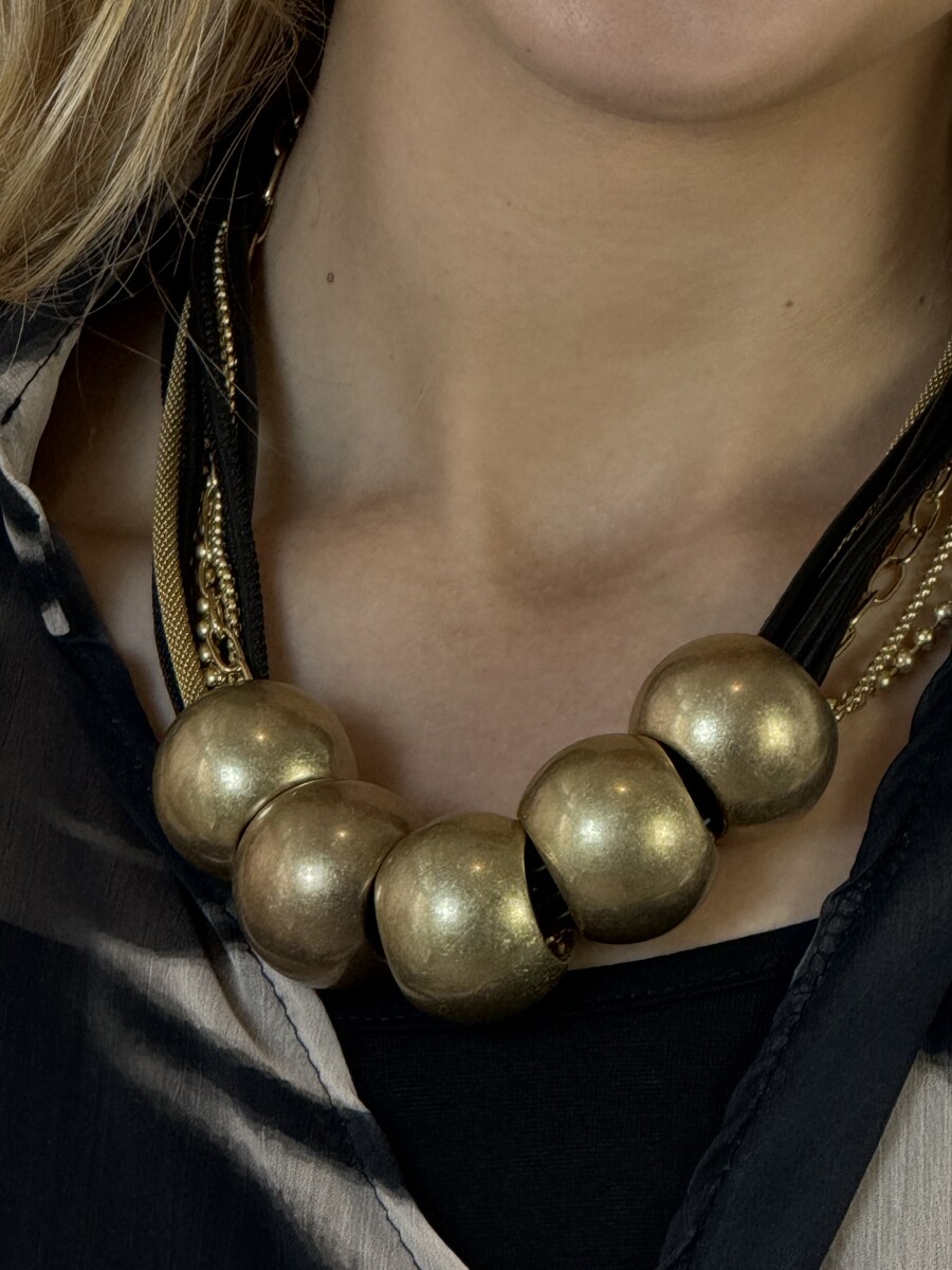 Többsoros nyaklánc - arany-fekete - Kép 6