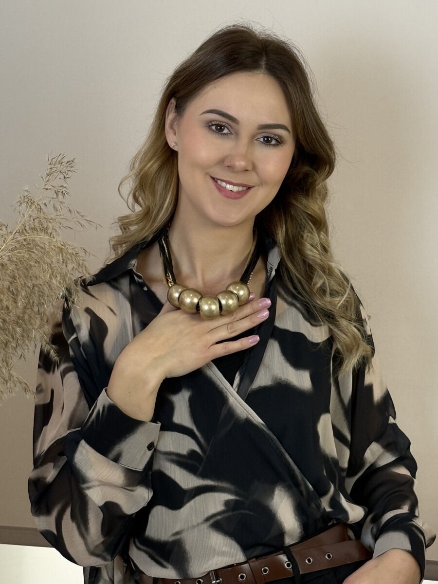 Többsoros nyaklánc - arany-fekete - Kép 2