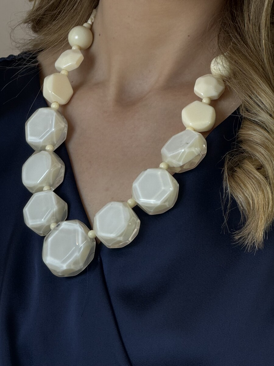 Gyöngyös nyaklánc - krém - Kép 5