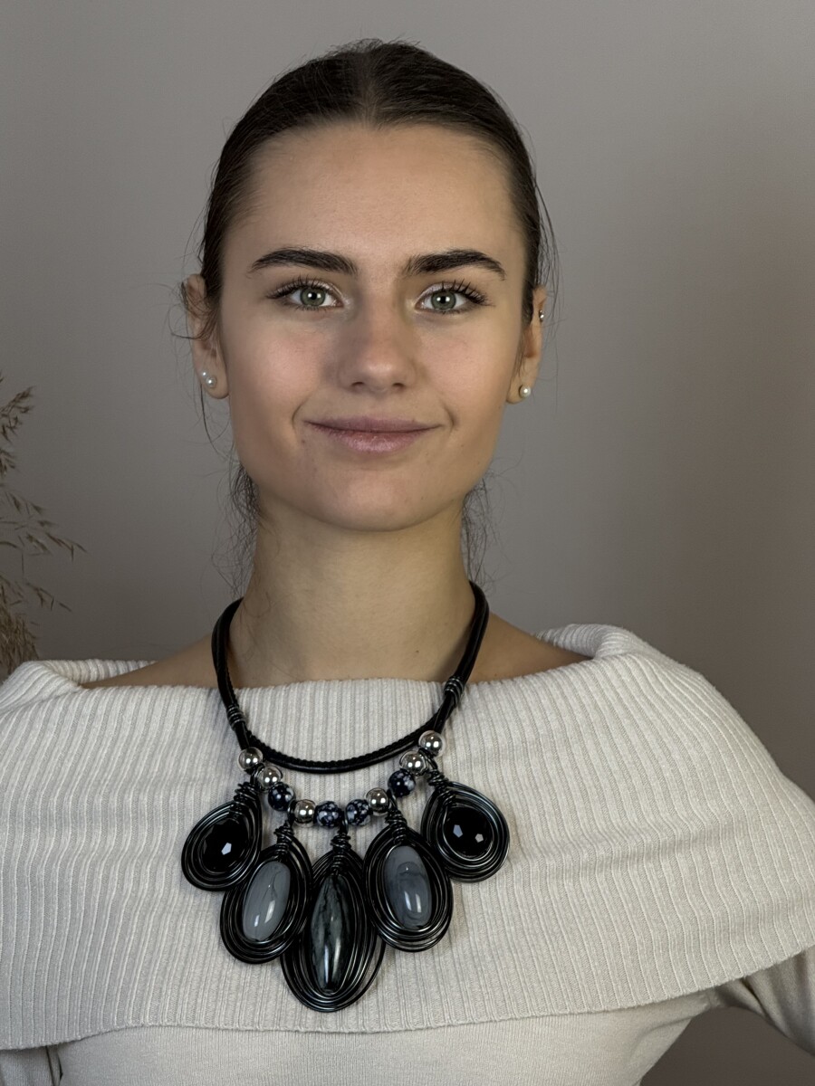 Csepp medálos nyakék - fekete - Kép 9