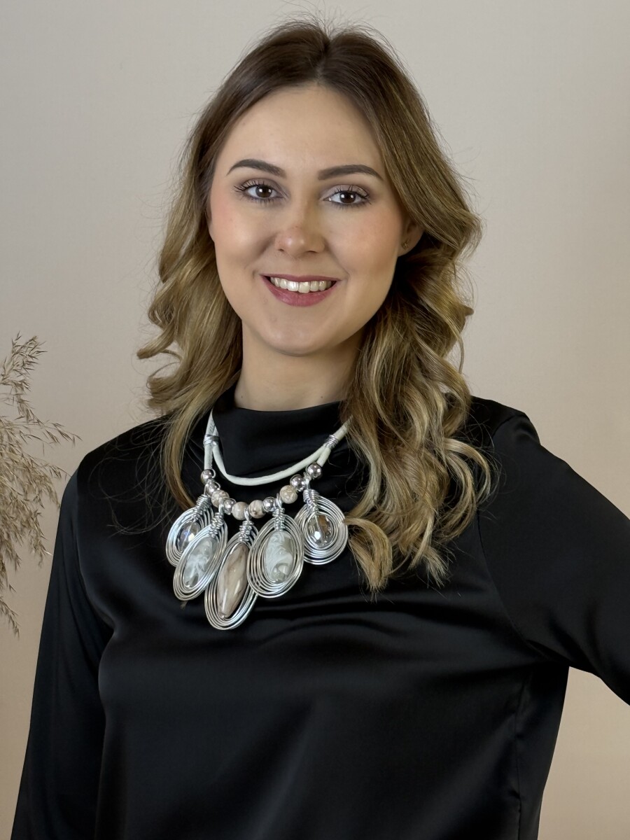 Csepp medálos nyakék - bézs - Kép 9