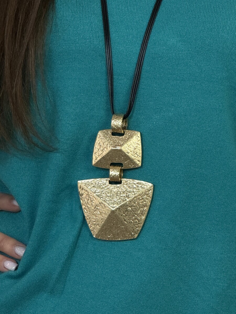 Absztrakt medálos nyaklánc - arany-fekete - Kép 5