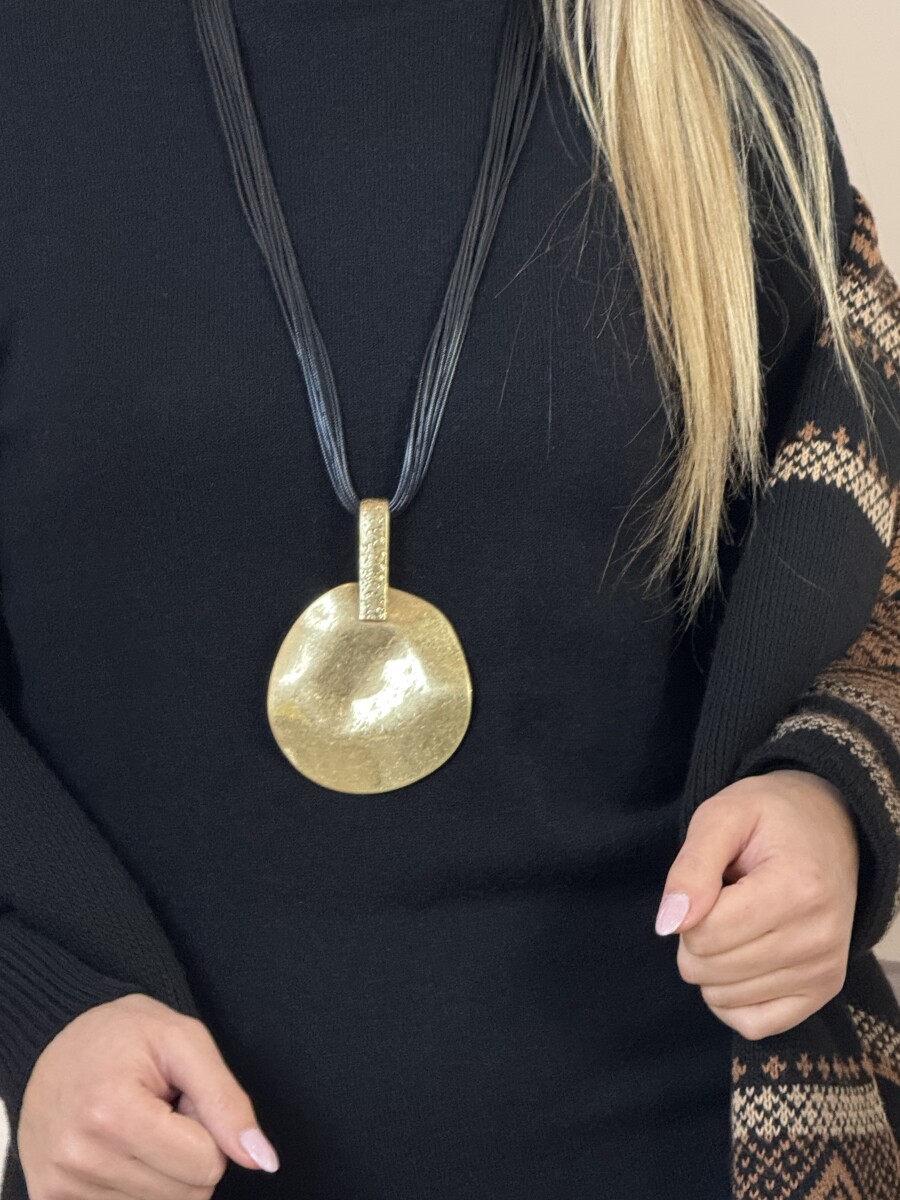 Nagy medálos nyaklánc - arany-fekete - Kép 3