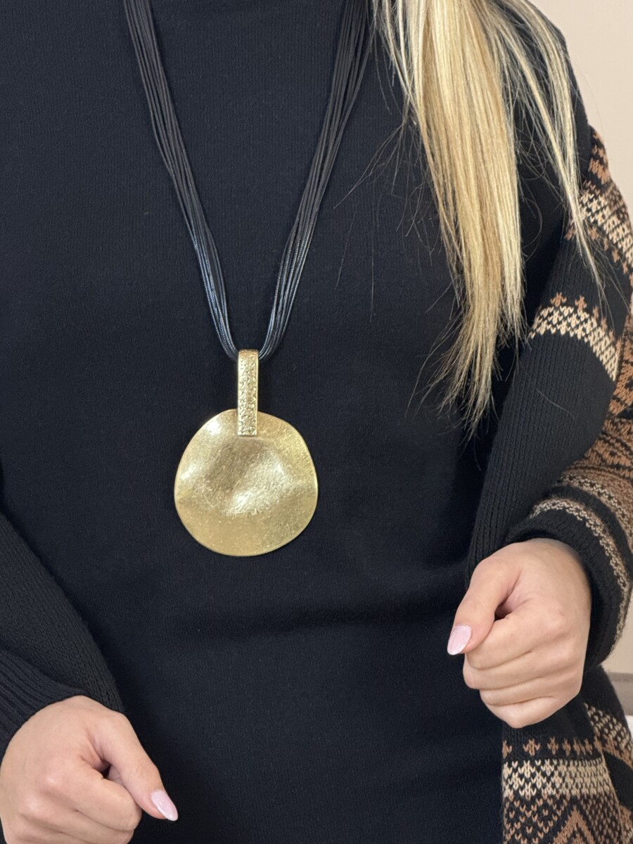 Nagy medálos nyaklánc - arany-fekete - Kép 10