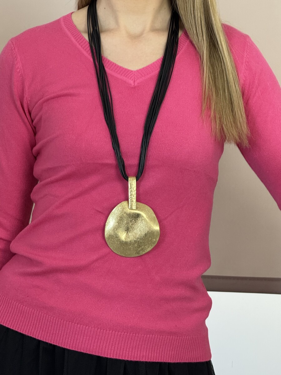 Nagy medálos nyaklánc - arany-fekete - Kép 2