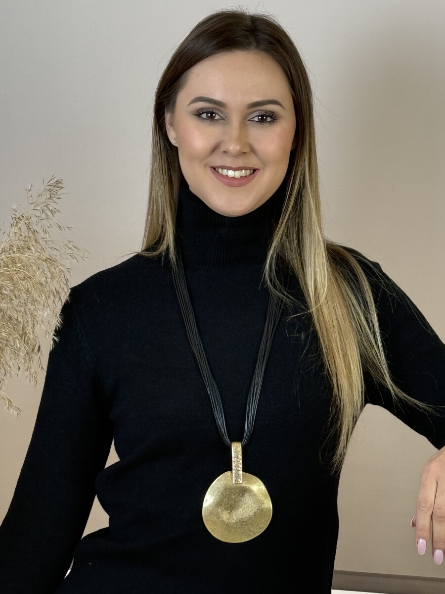 Nagy medálos nyaklánc - arany-fekete - Kép 8