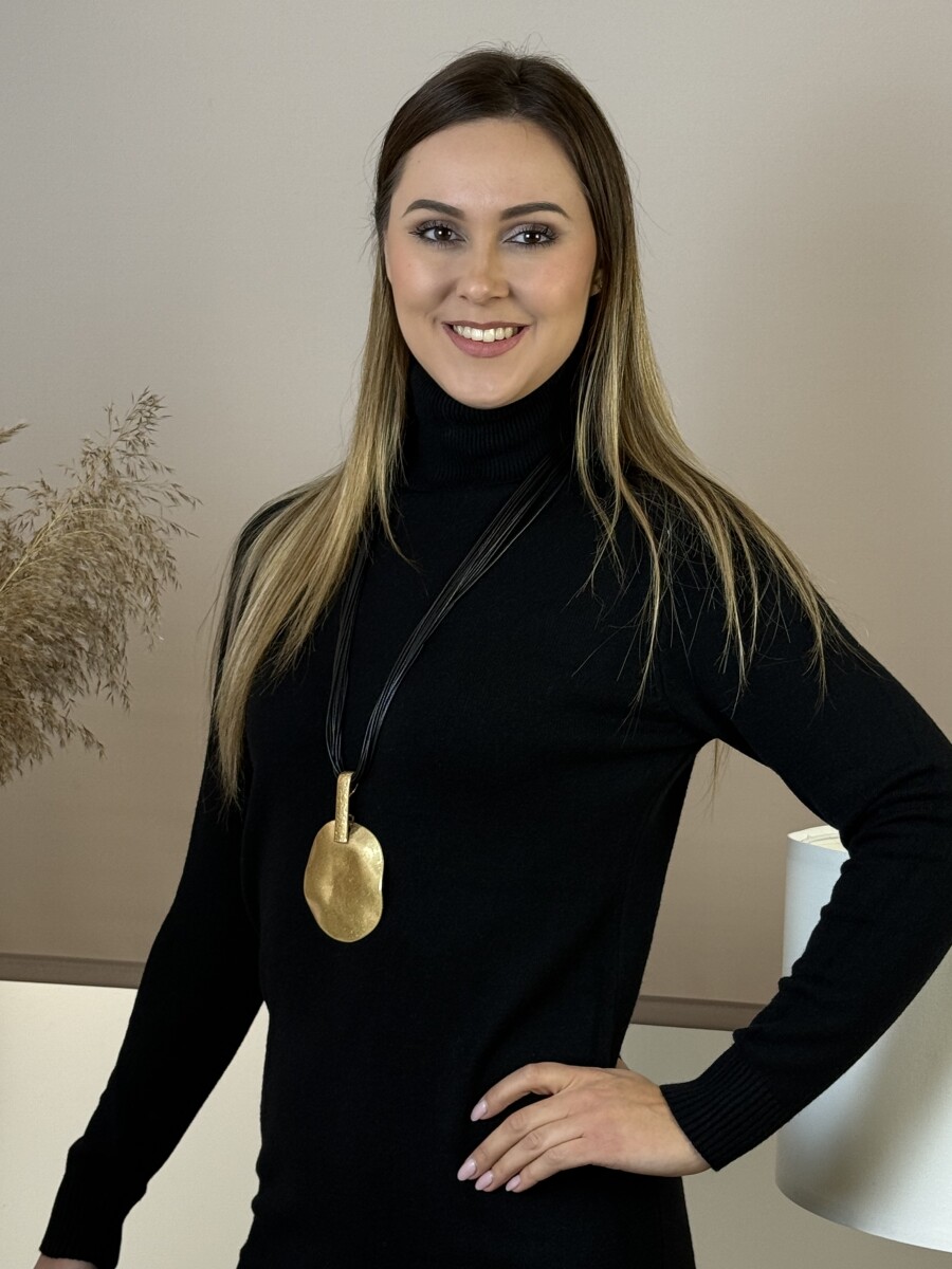 Nagy medálos nyaklánc - arany-fekete - Kép 5