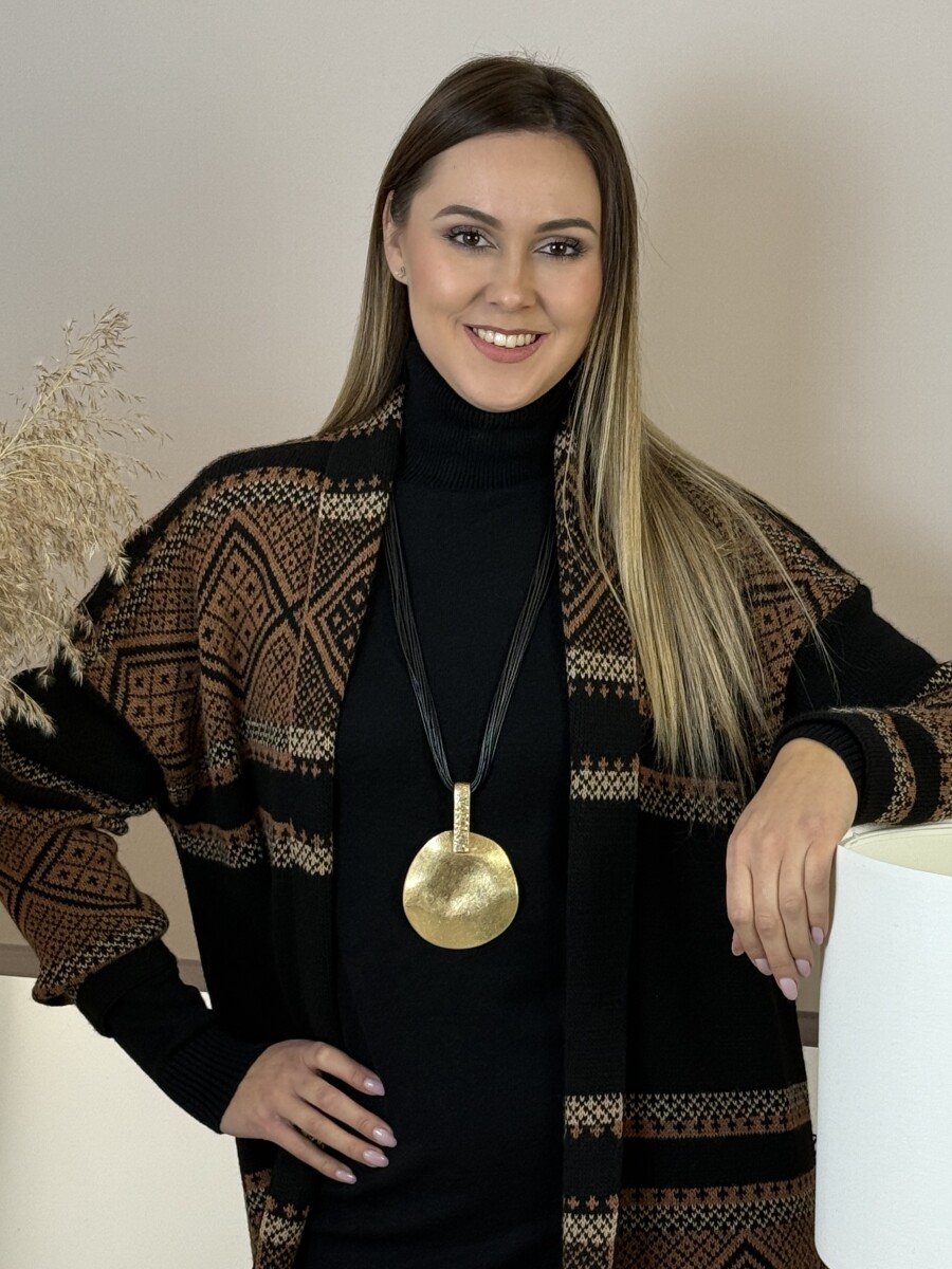 Nagy medálos nyaklánc - arany-fekete - Kép 2