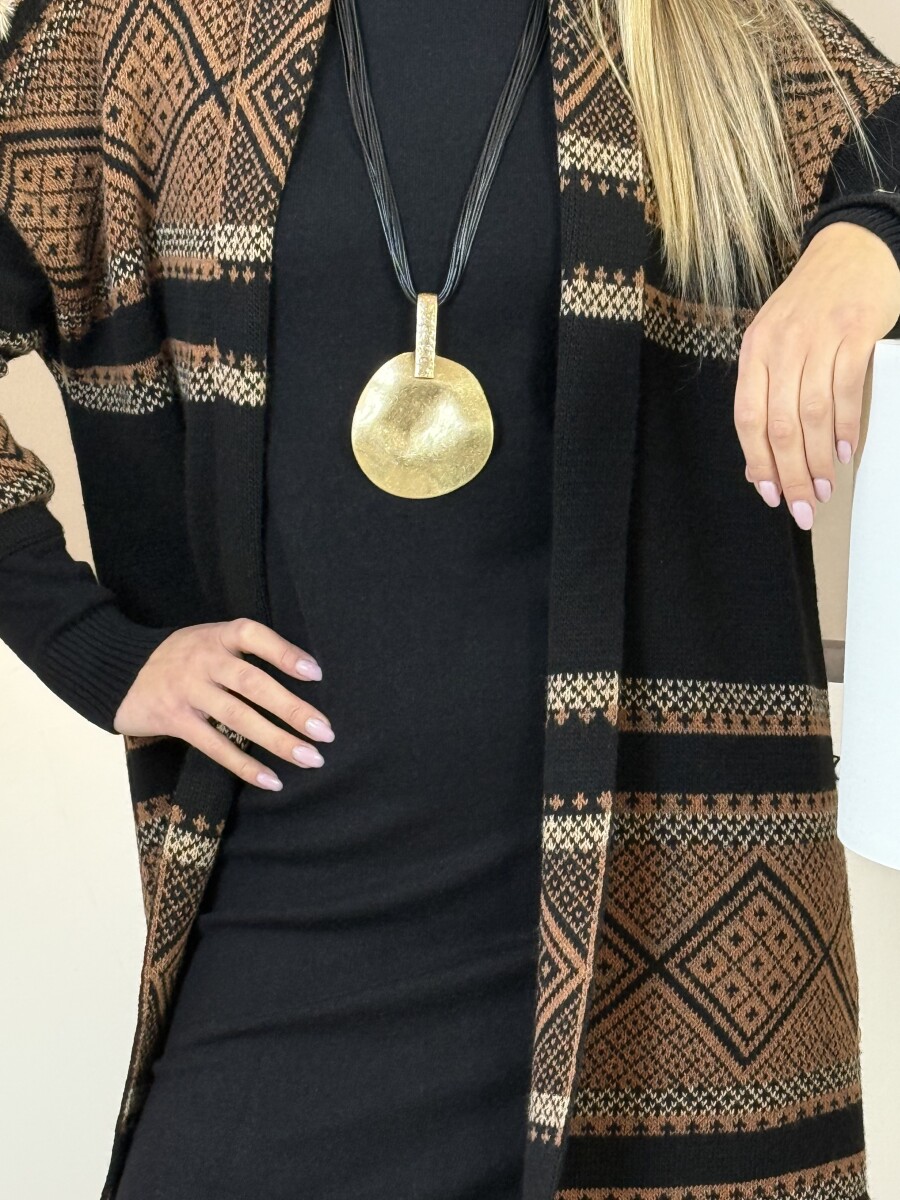 Nagy medálos nyaklánc - arany-fekete - Kép 7