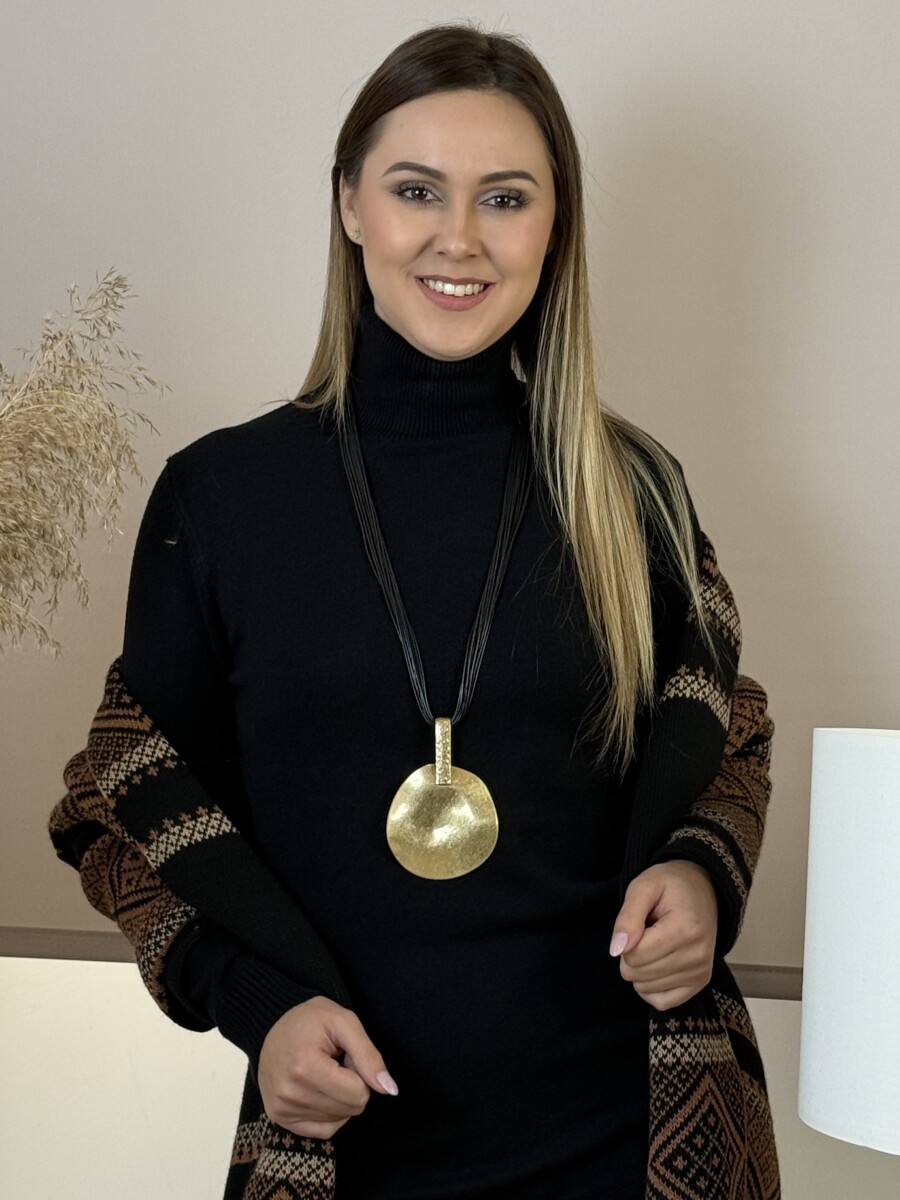 Nagy medálos nyaklánc - arany-fekete - Kép 9