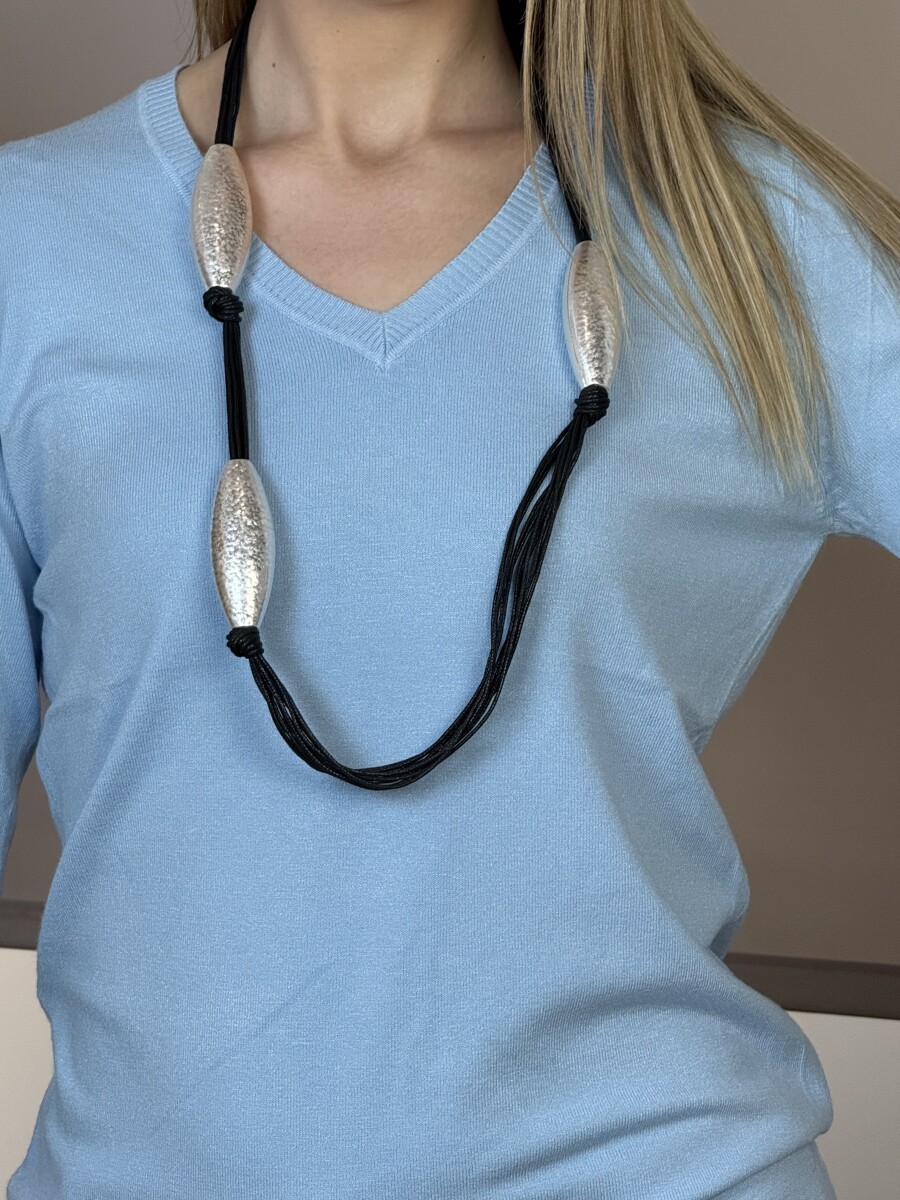 Fém díszes nyaklánc - ezüst-fekete - Kép 4