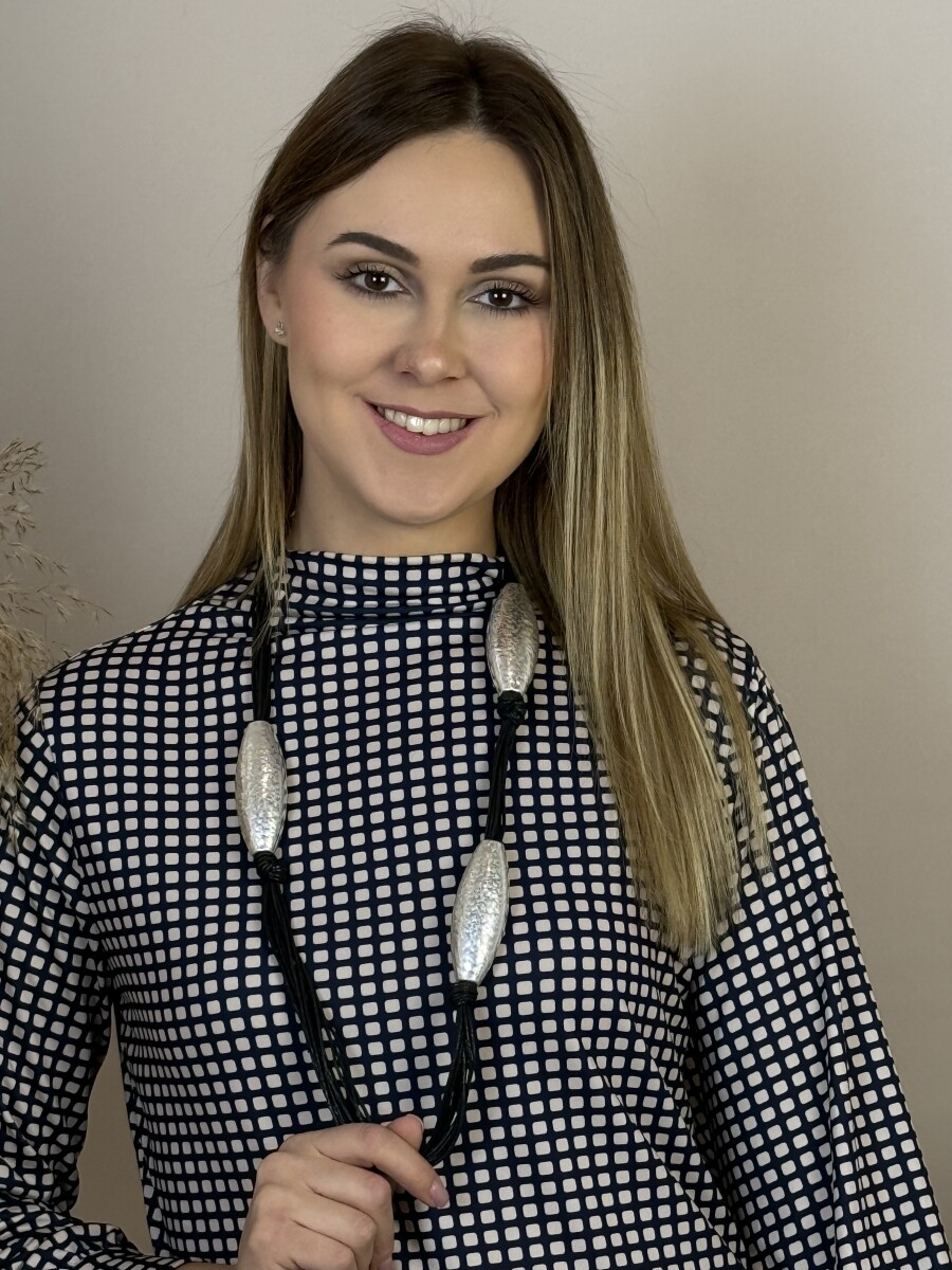 Fém díszes nyaklánc - ezüst-fekete - Kép 9